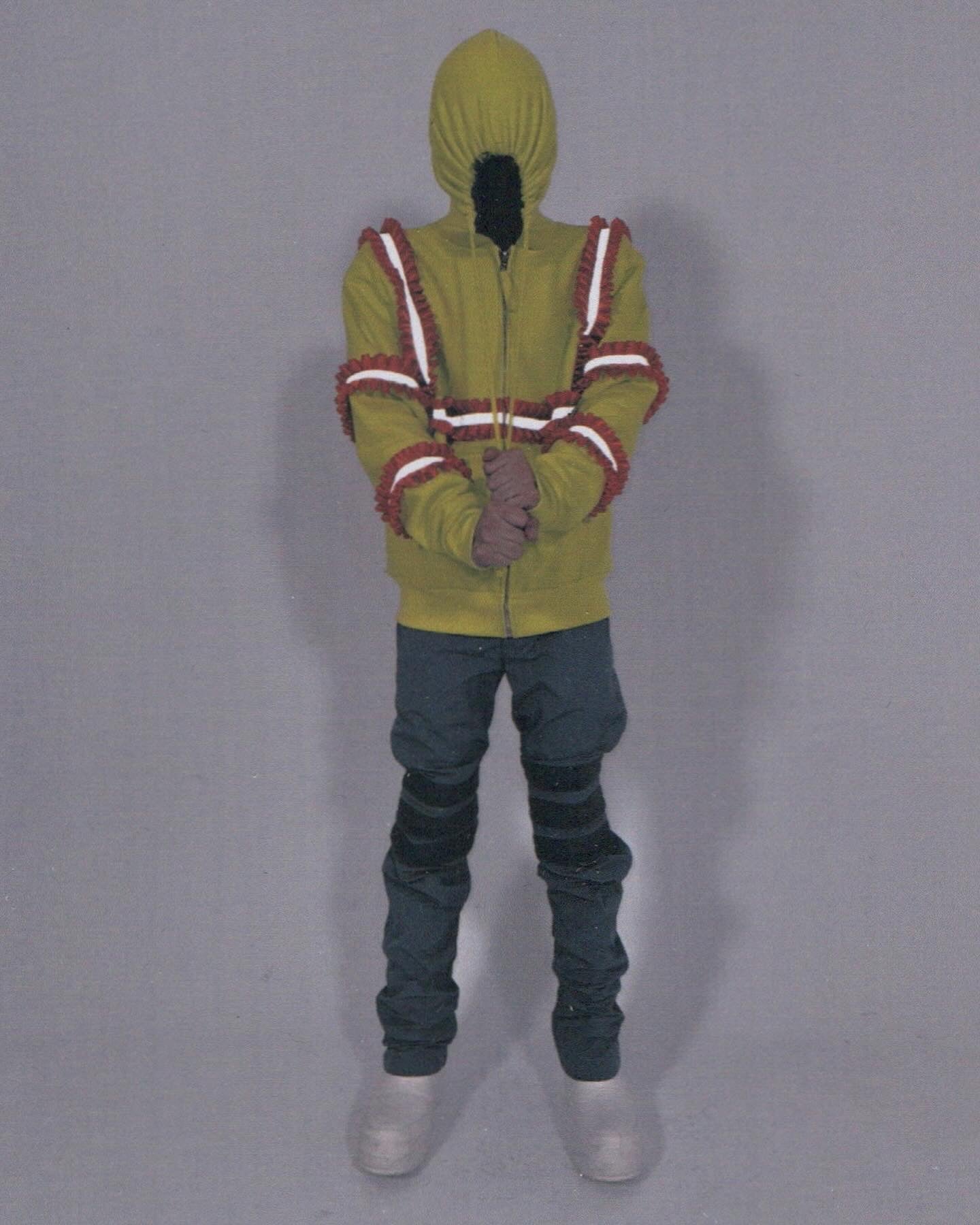 Reflective Ruffled Construction Zip Up Waffle Lined Hoodie