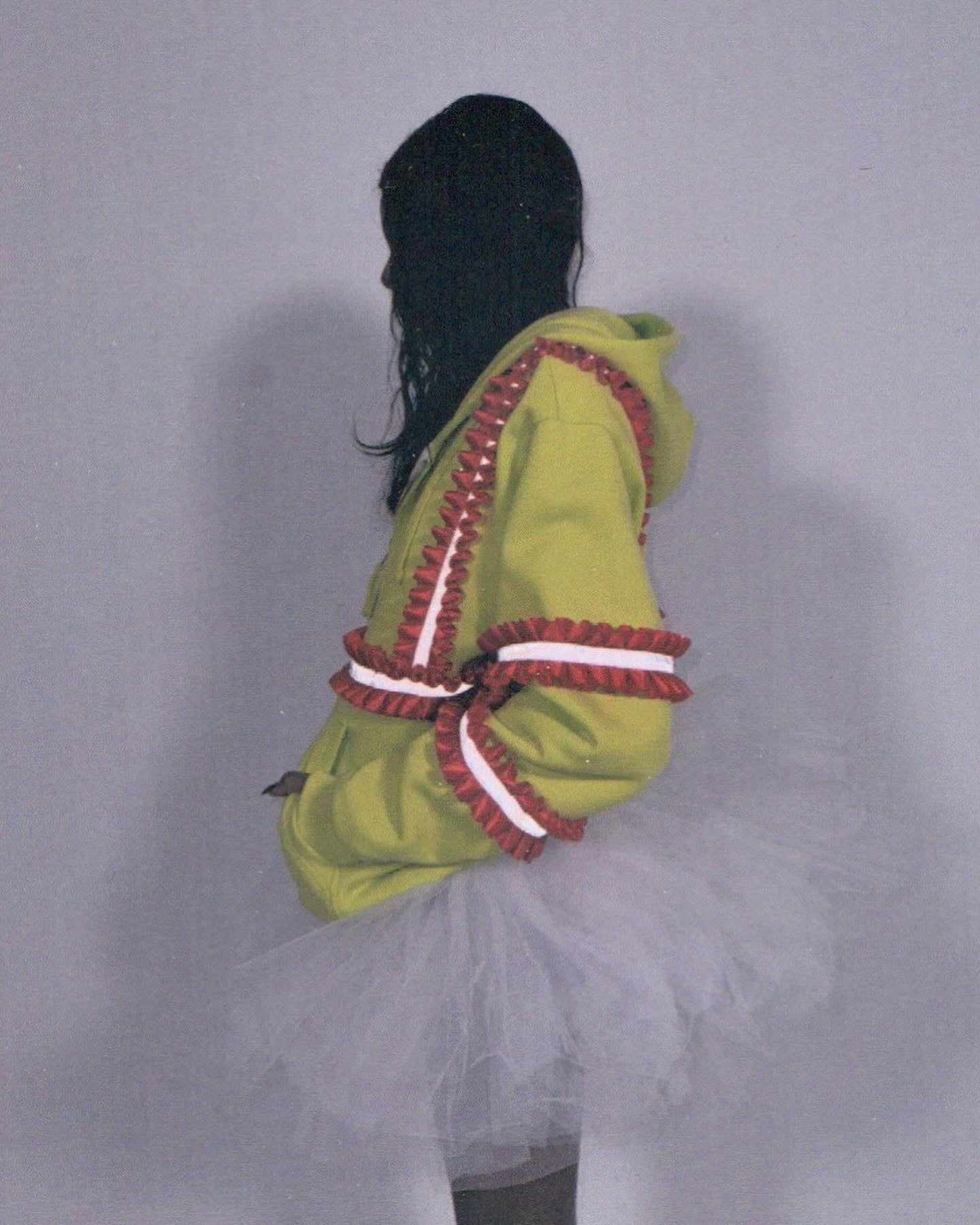 Reflective Ruffled Construction Zip Up Waffle Lined Hoodie