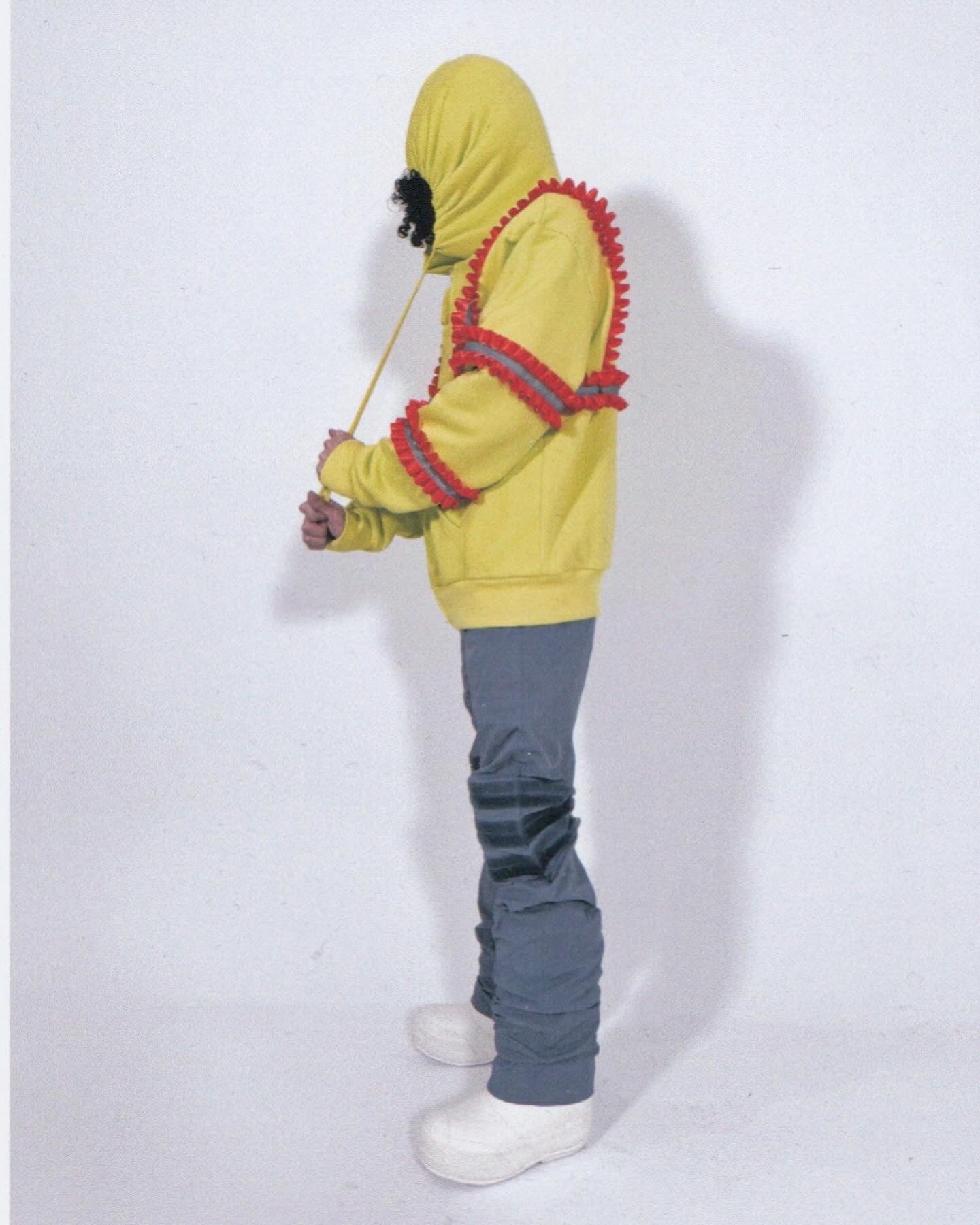 Reflective Ruffled Construction Zip Up Waffle Lined Hoodie