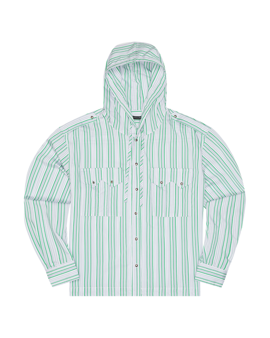 Ball Button Hooded Stripe Shirt