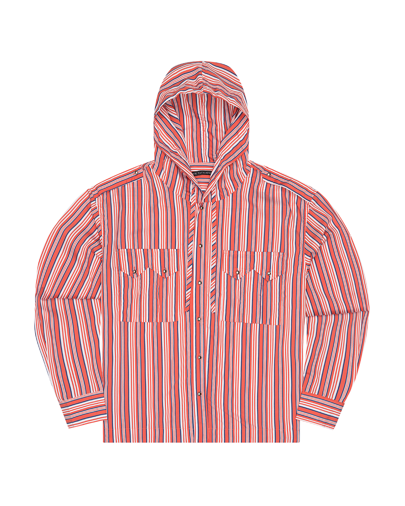 Ball Button Hooded Stripe Shirt