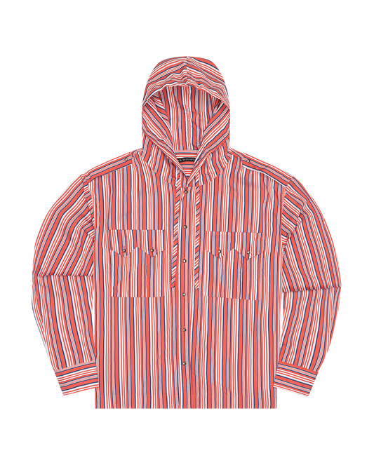 Ball Button Hooded Stripe Shirt