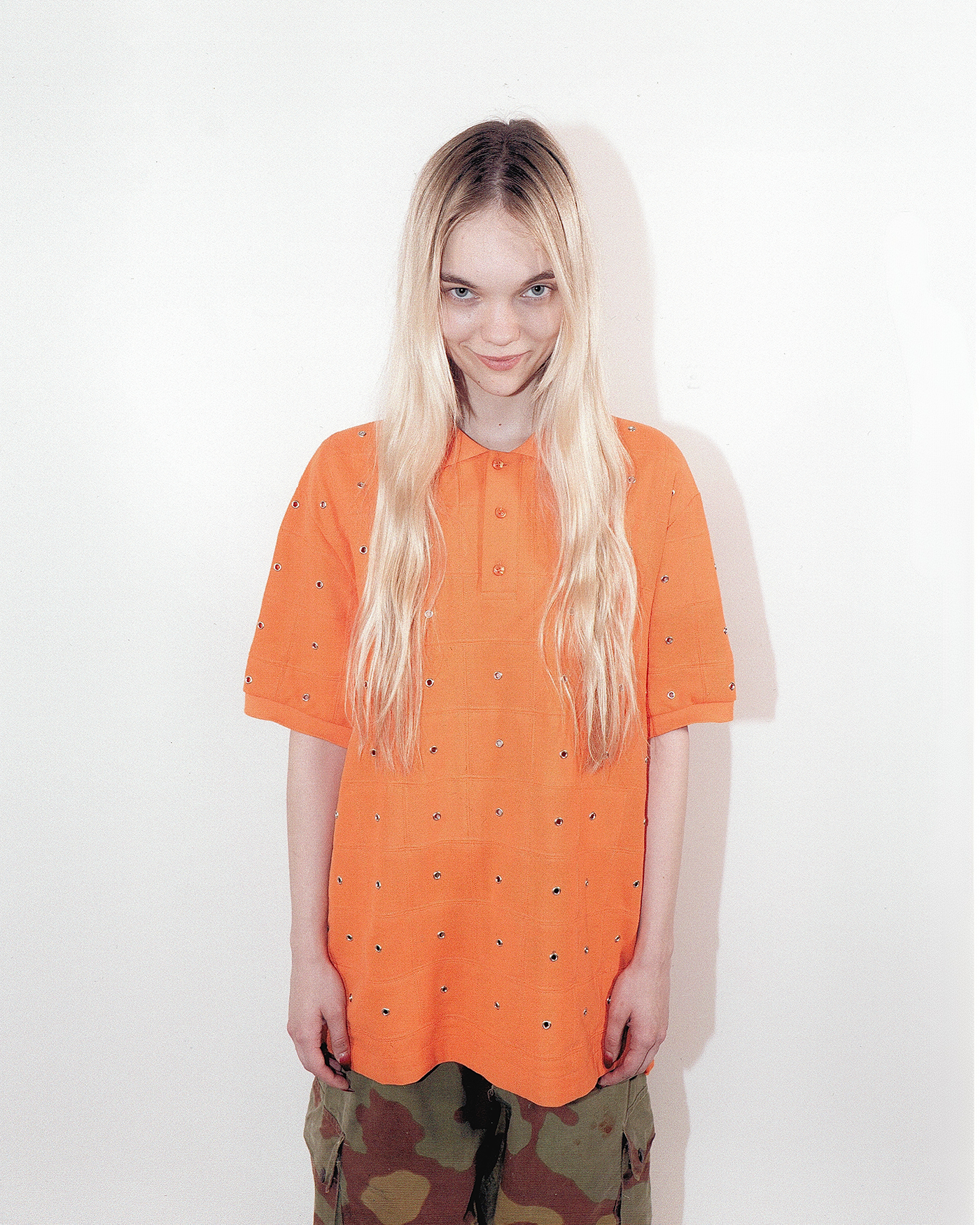 Eyelet Patchwork Polo