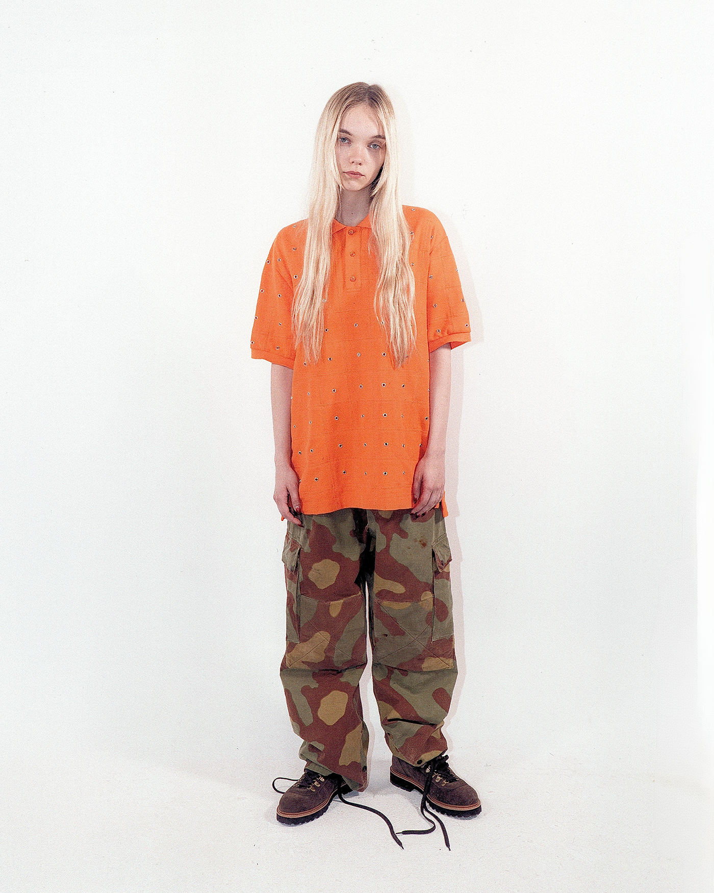 Eyelet Patchwork Polo