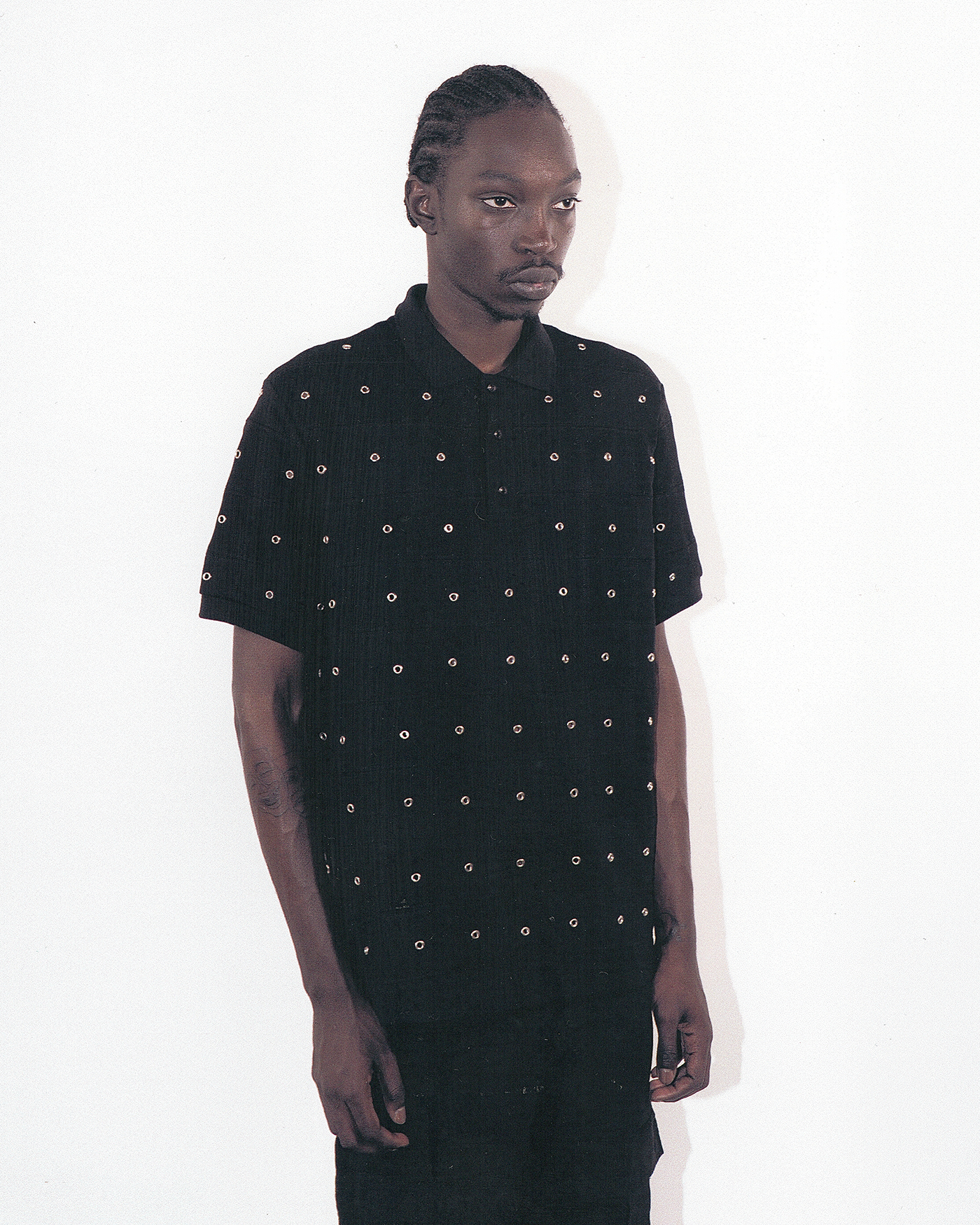 Eyelet Patchwork Polo
