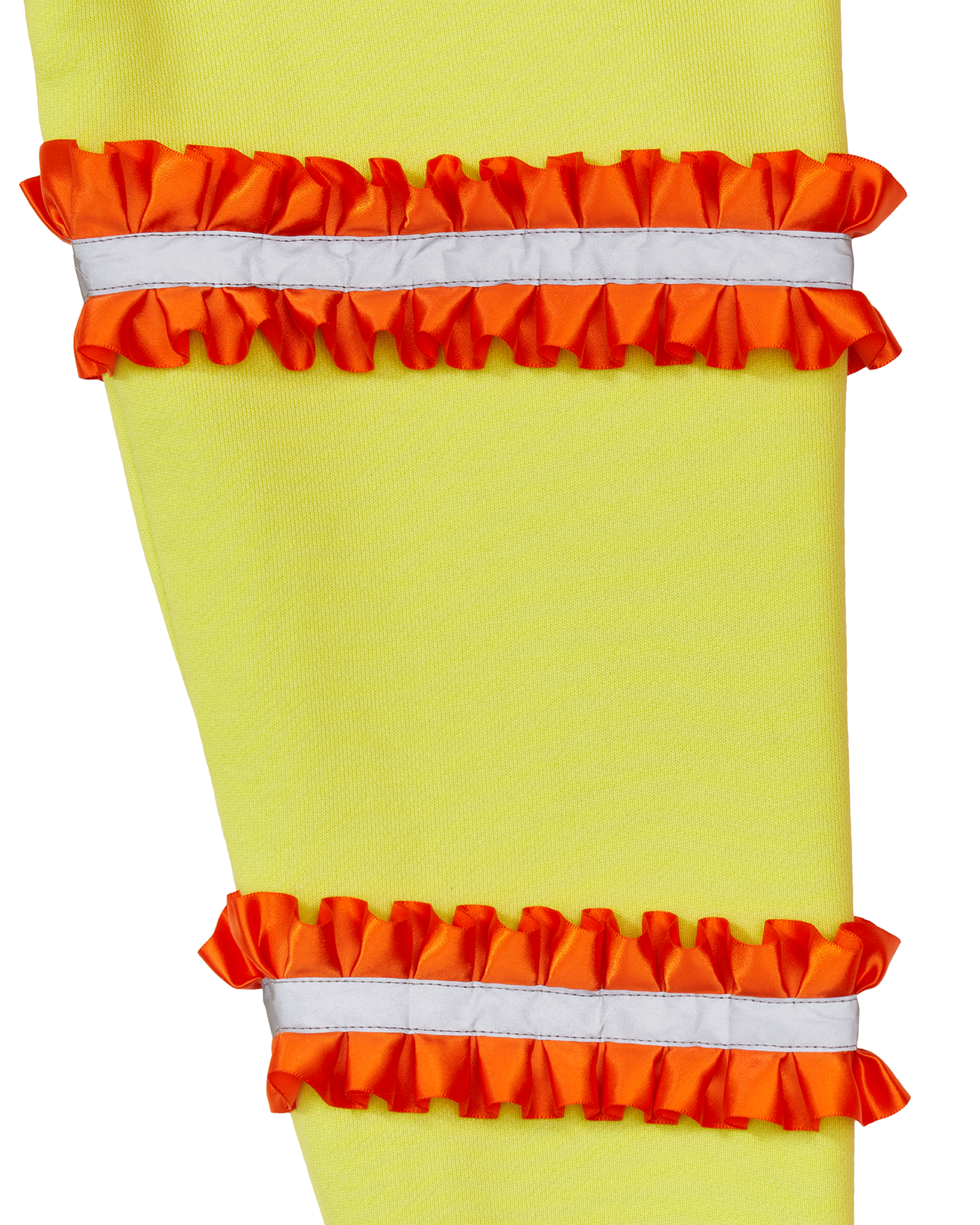 Reflective Ruffled Construction Zip Up Waffle Lined Hoodie